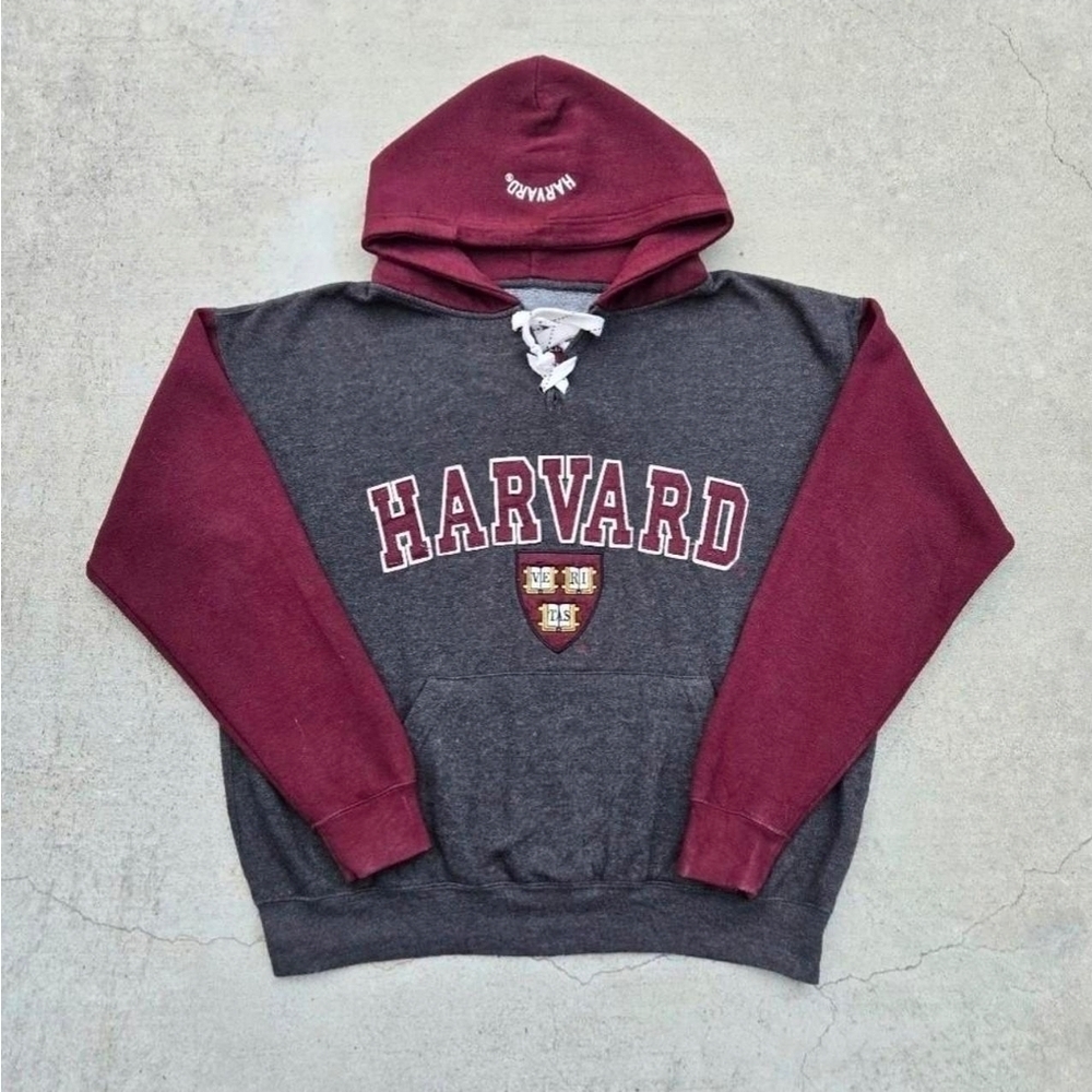 Red and Gray Collegiate Sweatshirt with Hood - Picture 1 of 5